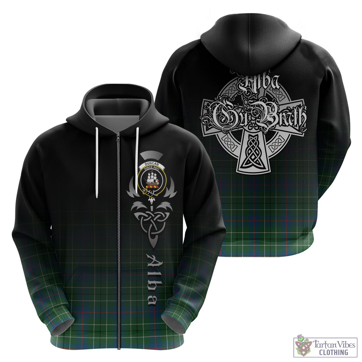 Tartan Vibes Clothing Duncan Ancient Tartan Hoodie Featuring Alba Gu Brath Family Crest Celtic Inspired