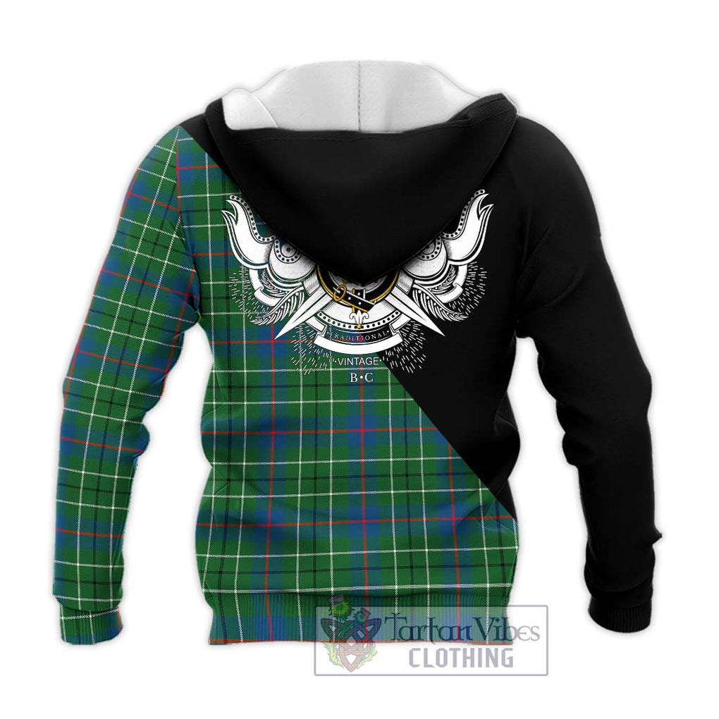 Duncan Ancient Tartan Knitted Hoodie with Family Crest and Military Logo Style - Tartanvibesclothing Shop