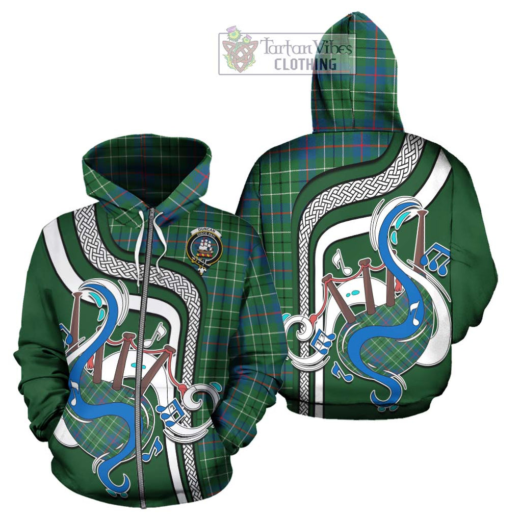 Duncan Ancient Tartan Hoodie with Epic Bagpipe Style - Tartanvibesclothing Shop