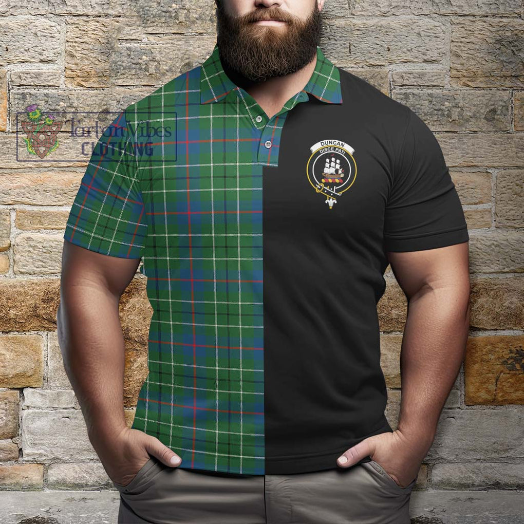 Duncan Ancient Tartan Polo Shirt with Family Crest and Half Of Me Style - Tartanvibesclothing Shop