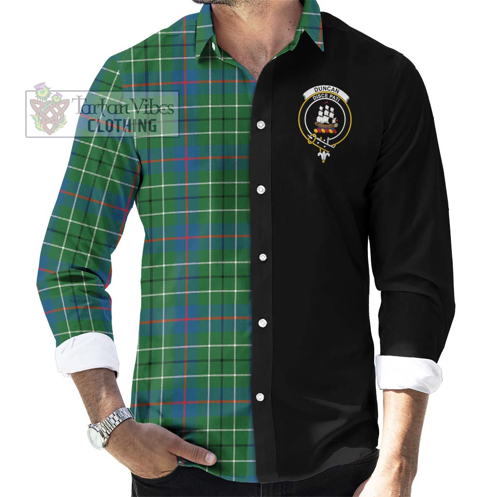 Tartan Vibes Clothing Duncan Ancient Tartan Long Sleeve Button Shirt with Family Crest and Half Of Me Style