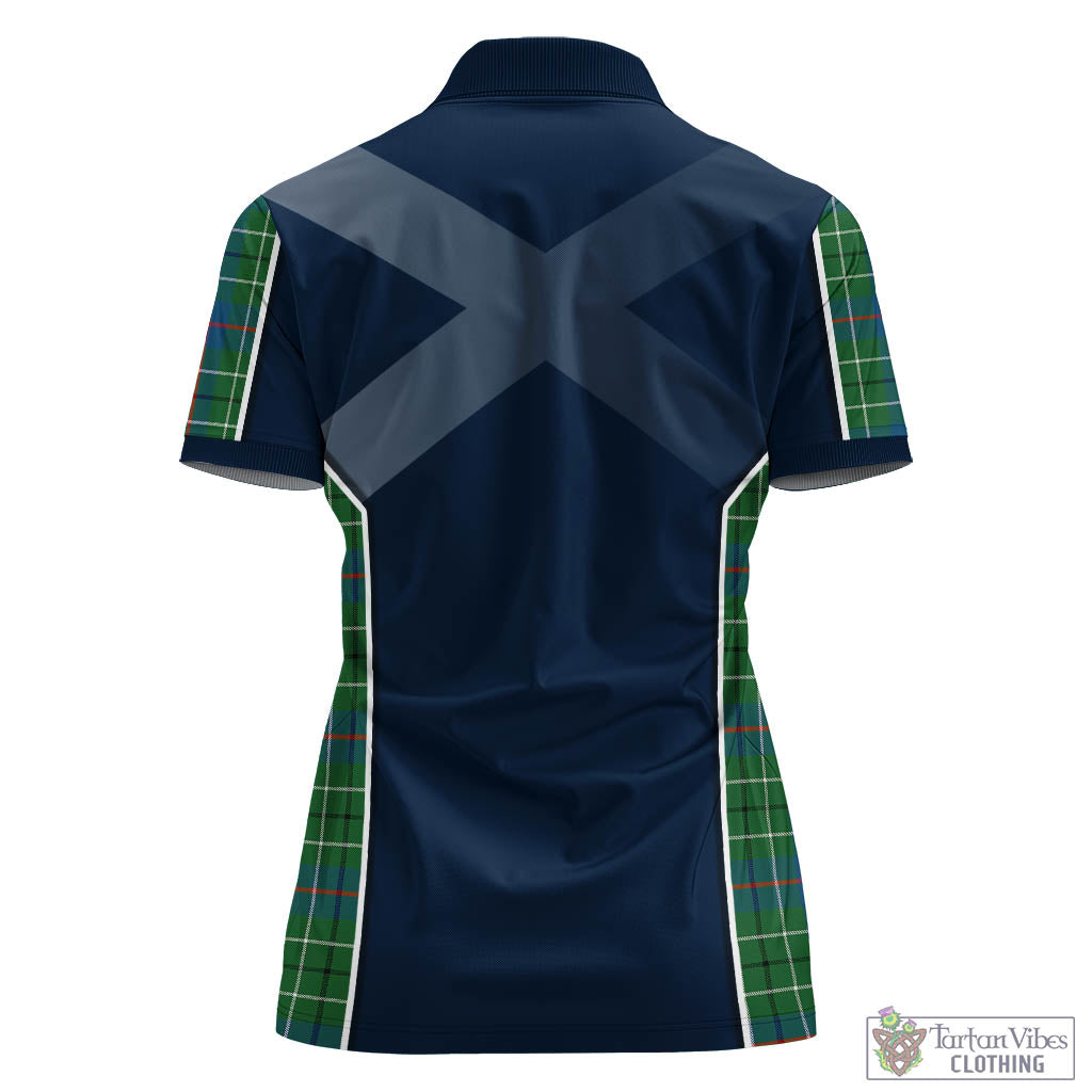 Tartan Vibes Clothing Duncan Ancient Tartan Women's Polo Shirt with Family Crest and Scottish Thistle Vibes Sport Style