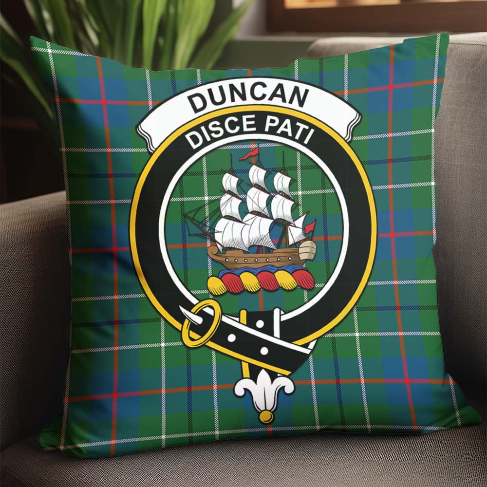 Duncan Ancient Tartan Pillow Cover with Family Crest - Tartanvibesclothing