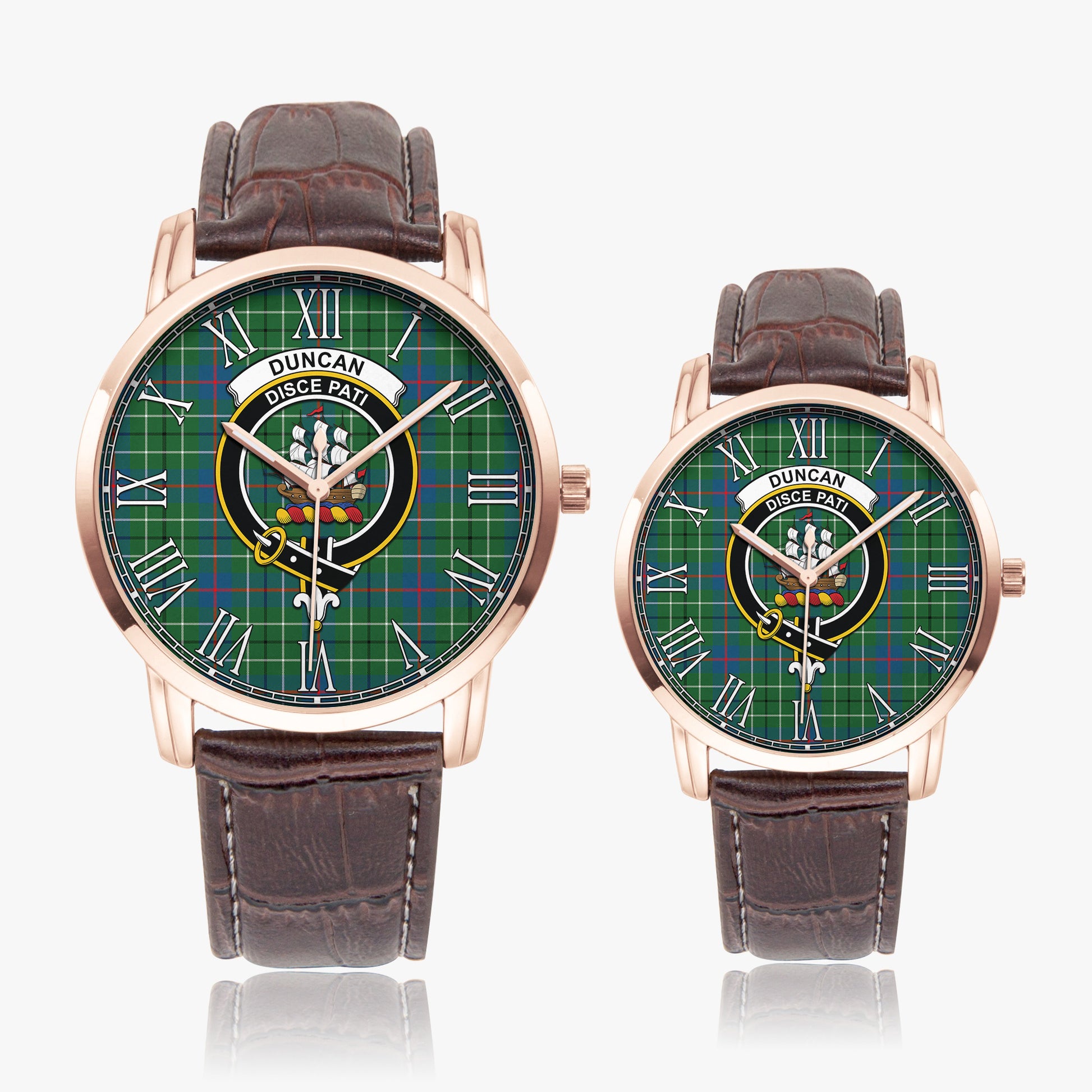 Duncan Ancient Tartan Family Crest Leather Strap Quartz Watch - Tartanvibesclothing