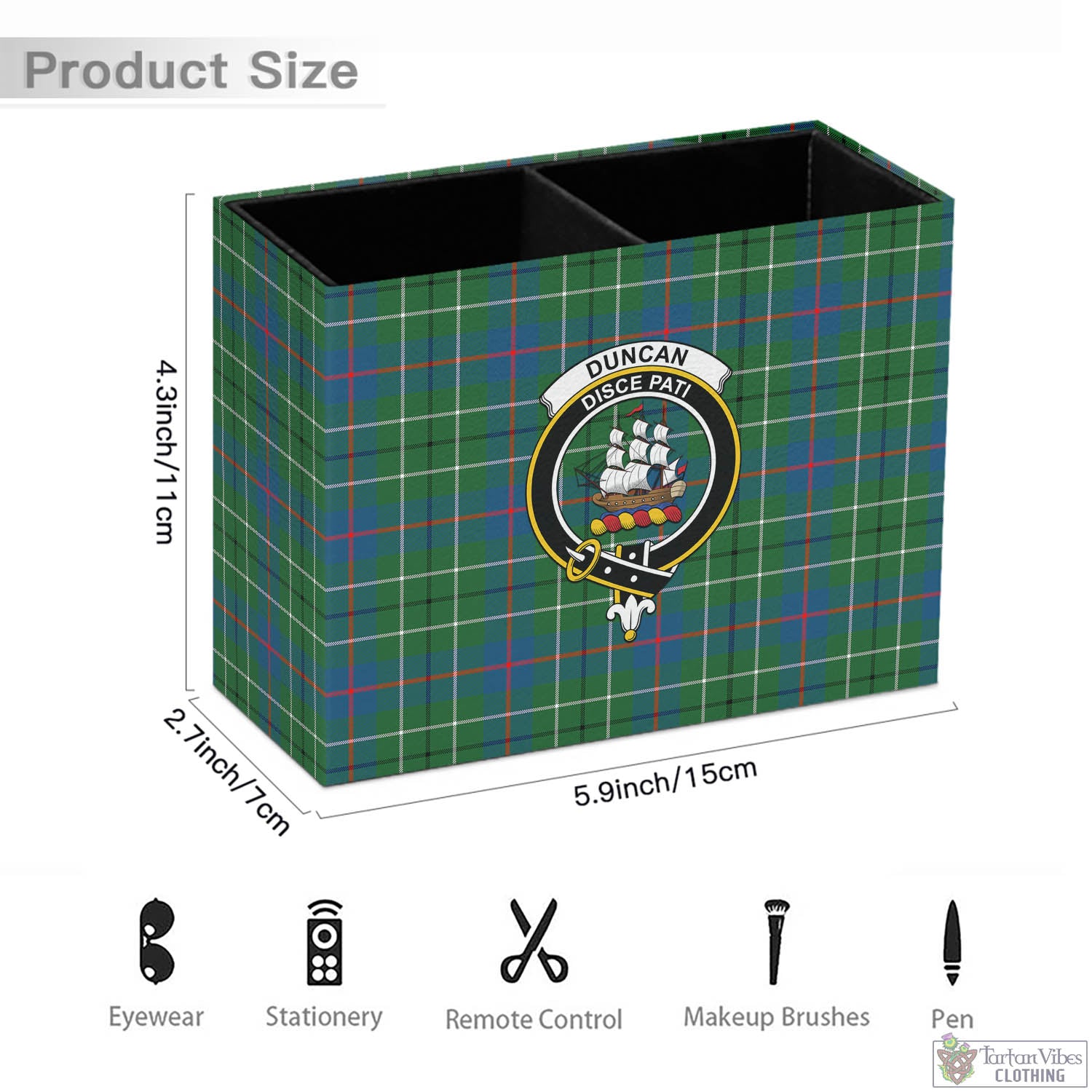 Tartan Vibes Clothing Duncan Ancient Tartan Pen Holder with Family Crest