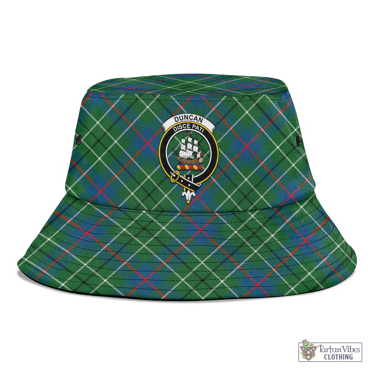 Tartan Vibes Clothing Duncan Ancient Tartan Bucket Hat with Family Crest