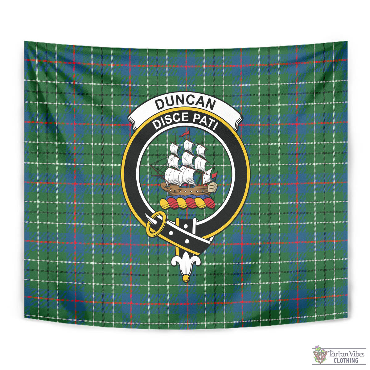 Tartan Vibes Clothing Duncan Ancient Tartan Tapestry Wall Hanging and Home Decor for Room with Family Crest