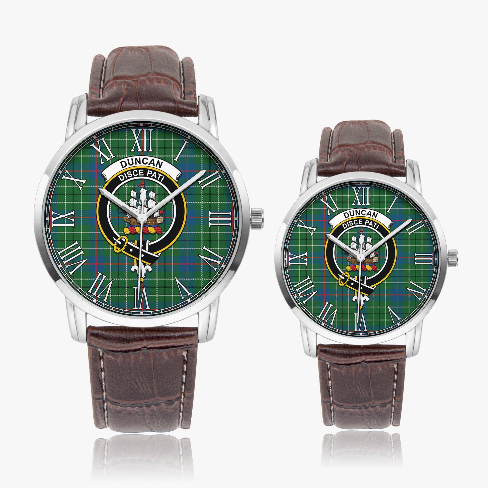 Duncan Ancient Tartan Family Crest Leather Strap Quartz Watch - Tartanvibesclothing