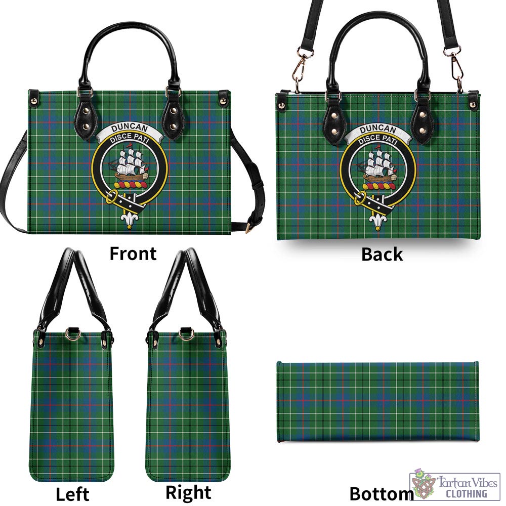 Tartan Vibes Clothing Duncan Ancient Tartan Luxury Leather Handbags with Family Crest