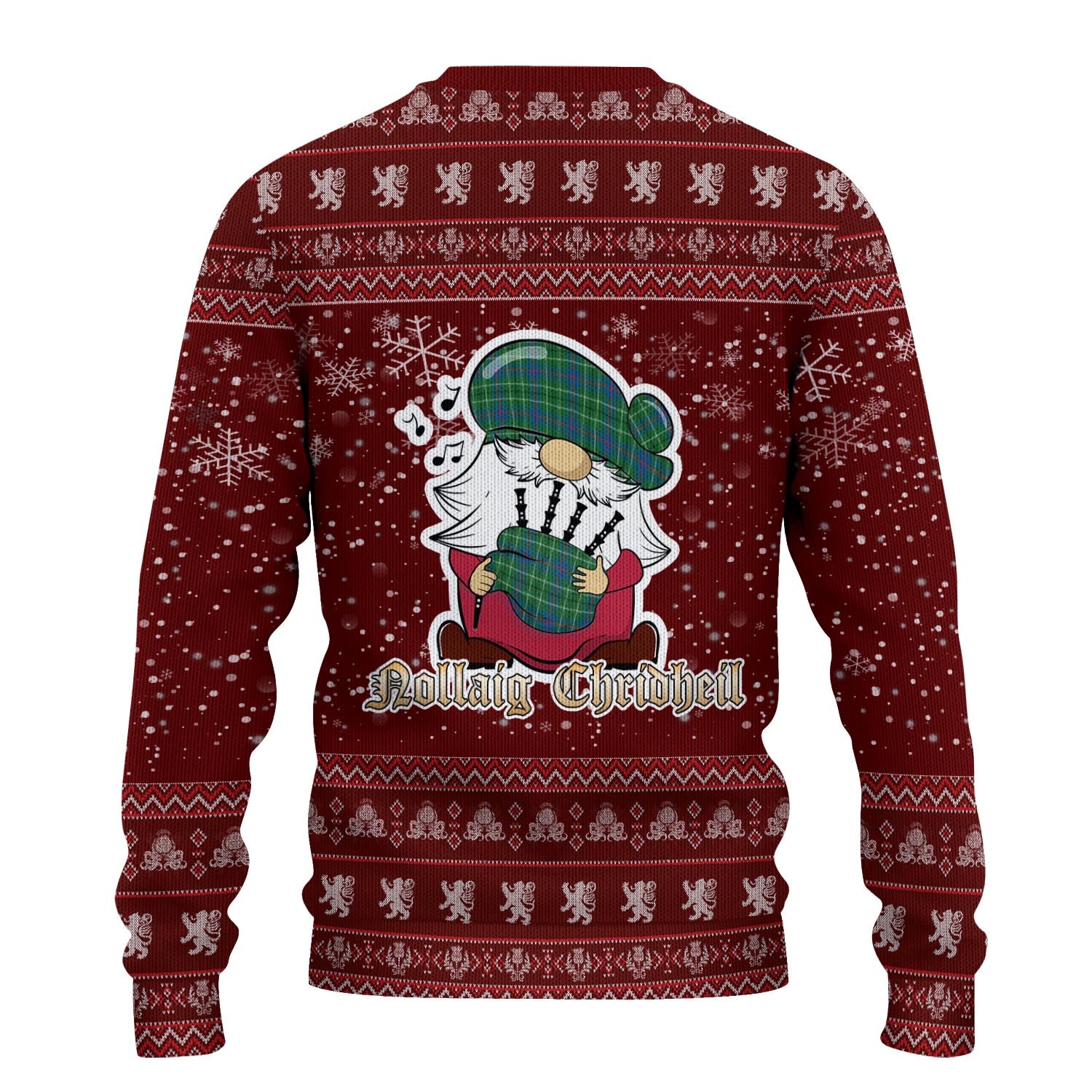 Duncan Ancient Clan Christmas Family Knitted Sweater with Funny Gnome Playing Bagpipes - Tartanvibesclothing
