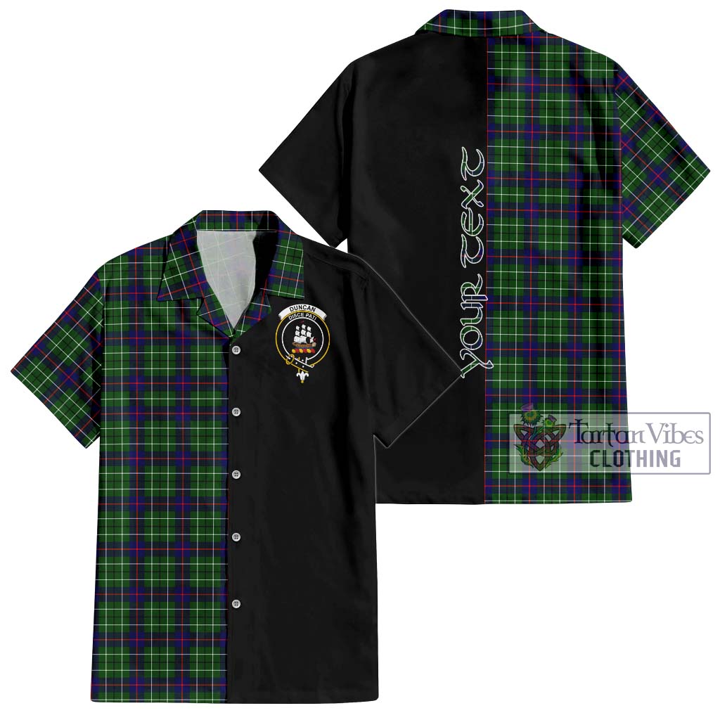 Tartan Vibes Clothing Duncan Modern Tartan Short Sleeve Button Shirt with Family Crest and Half Of Me Style