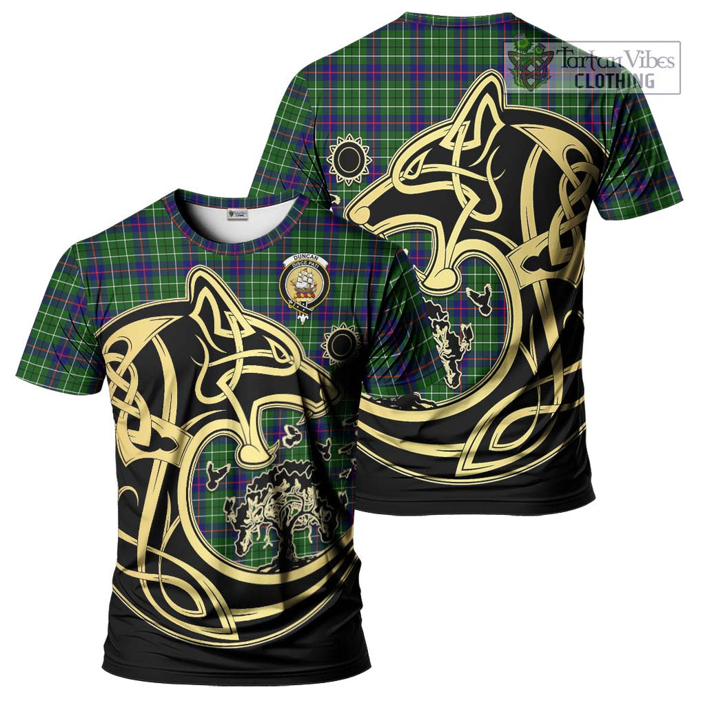 Duncan Modern Tartan T-Shirt with Family Crest Celtic Wolf Style Kid's Shirt - Tartan Vibes Clothing