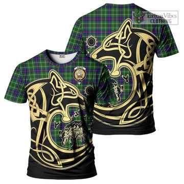 Duncan Modern Tartan T-Shirt with Family Crest Celtic Wolf Style