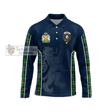 Duncan Modern Tartan Long Sleeve Polo Shirt with Family Crest and Lion Rampant Vibes Sport Style