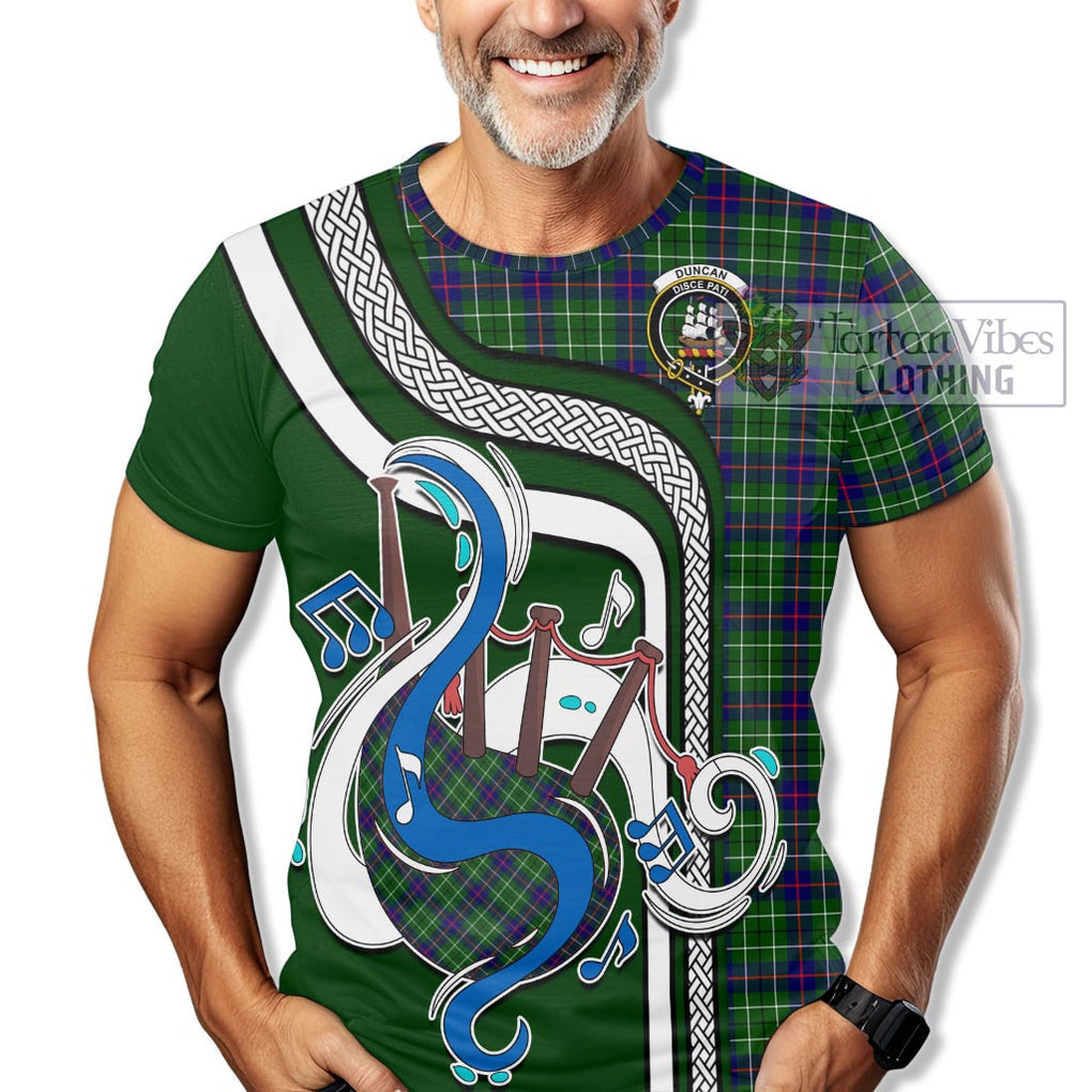 Duncan Modern Tartan T-Shirt with Epic Bagpipe Style Kid's Shirt - Tartanvibesclothing Shop