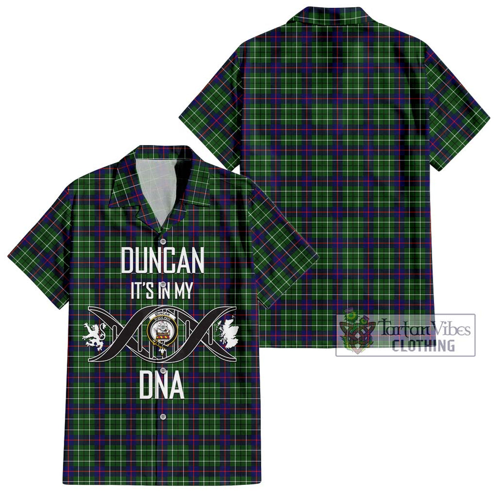 Duncan Modern Tartan Short Sleeve Button Shirt with Family Crest DNA In Me Style Kid - Tartanvibesclothing Shop