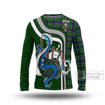 Duncan Modern Tartan Long Sleeve T-Shirt with Epic Bagpipe Style