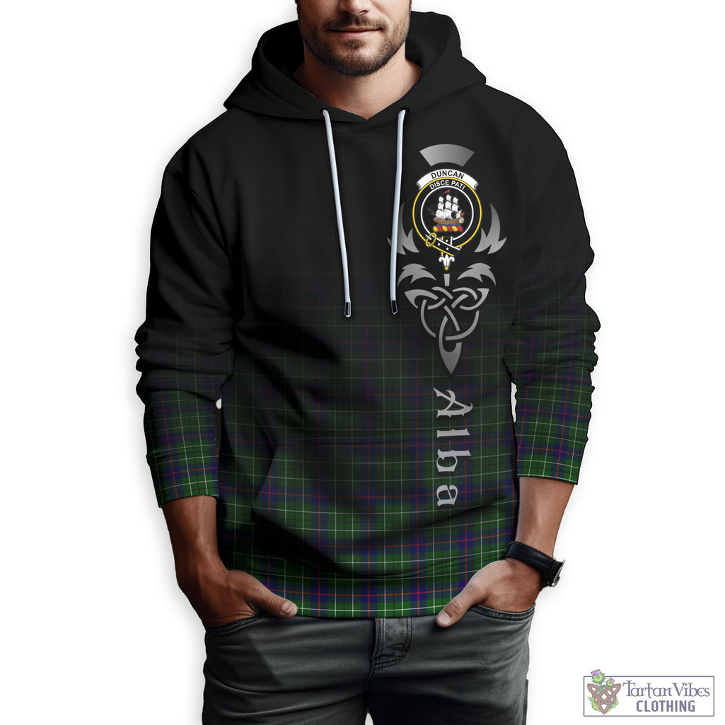 Tartan Vibes Clothing Duncan Modern Tartan Hoodie Featuring Alba Gu Brath Family Crest Celtic Inspired