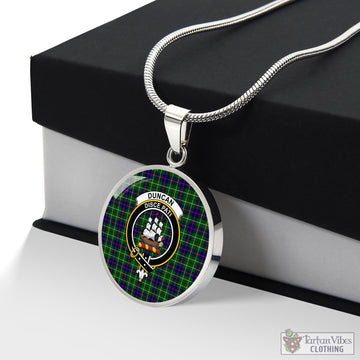 Duncan Modern Tartan Circle Necklace with Family Crest