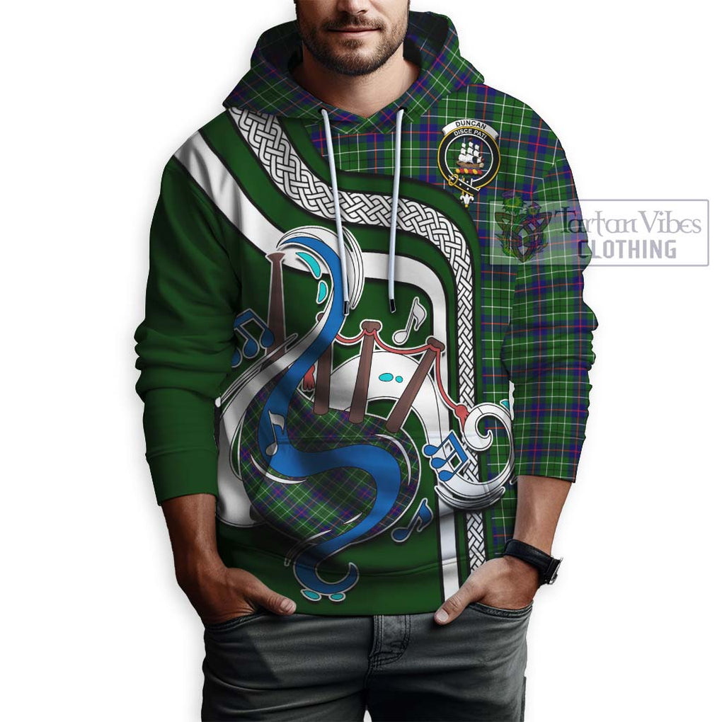 Duncan Modern Tartan Hoodie with Epic Bagpipe Style Zip Hoodie - Tartanvibesclothing Shop