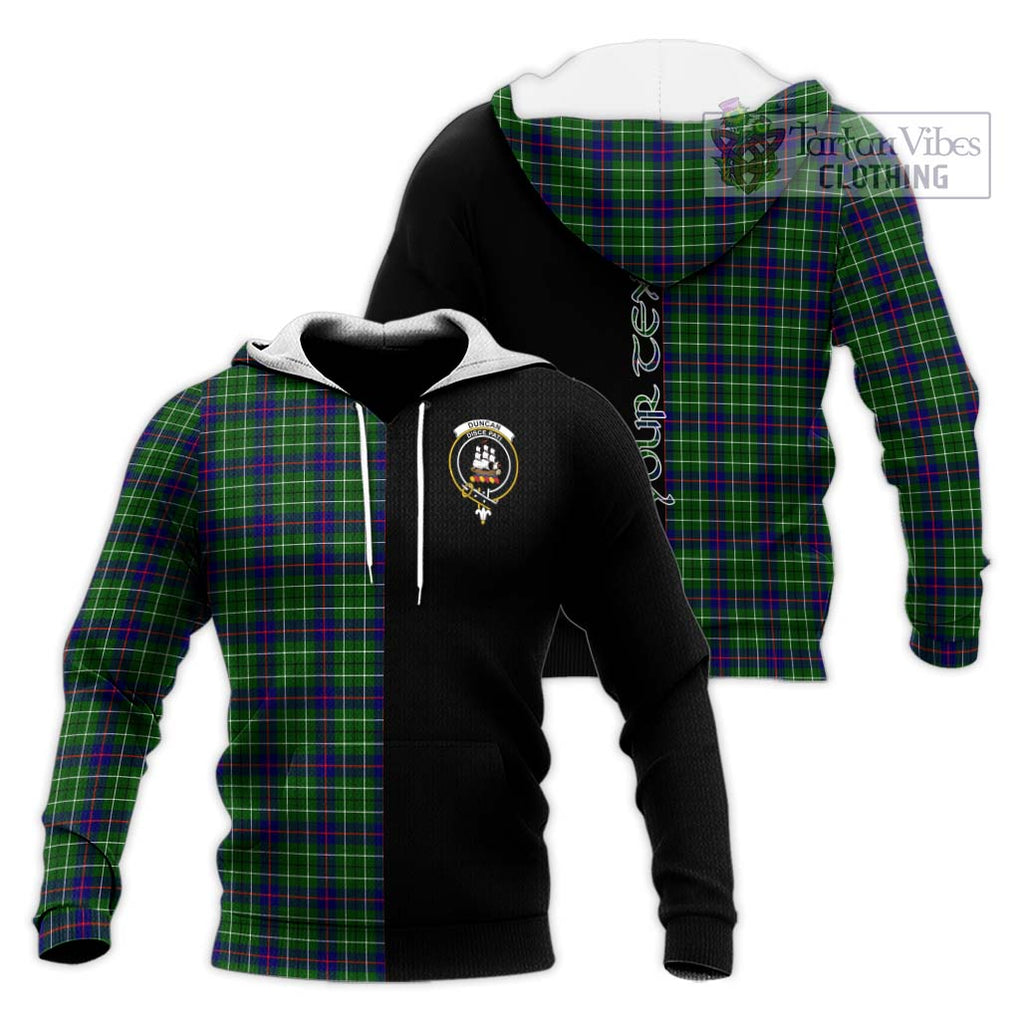 Duncan Modern Tartan Knitted Hoodie with Family Crest and Half Of Me Style Unisex Knitted Pullover Hoodie - Tartanvibesclothing Shop