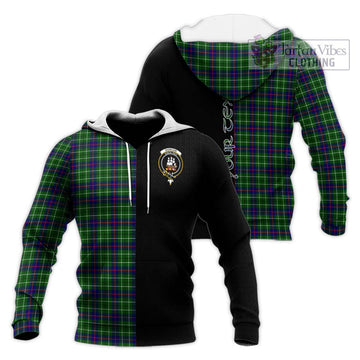 Duncan Modern Tartan Knitted Hoodie with Family Crest and Half Of Me Style