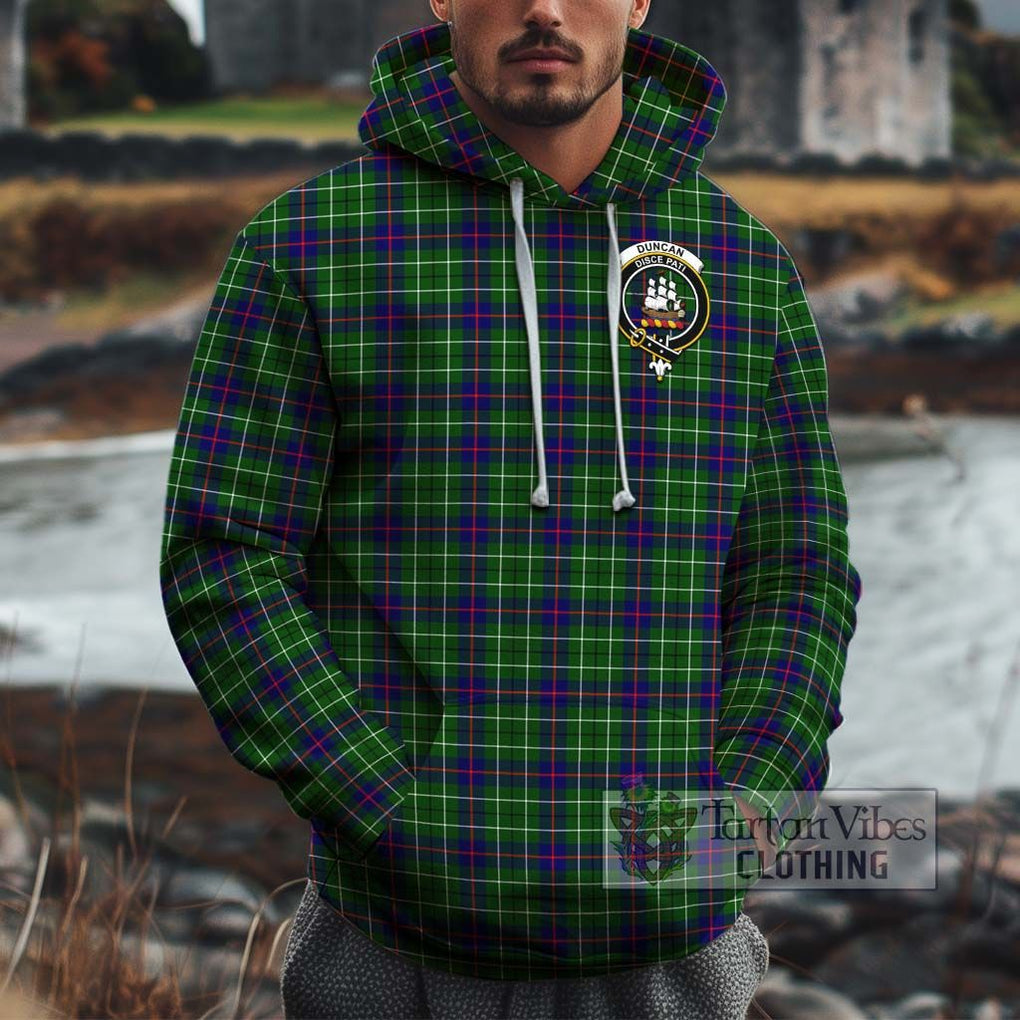 Duncan Modern Tartan Cotton Hoodie with Family Crest Pullover Hoodie XS - Tartan Vibes Clothing