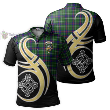 Duncan Modern Tartan Polo Shirt with Family Crest and Celtic Symbol Style
