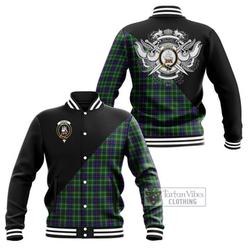 Duncan Modern Tartan Baseball Jacket with Family Crest and Military Logo Style