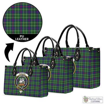 Duncan Modern Tartan Luxury Leather Handbags with Family Crest