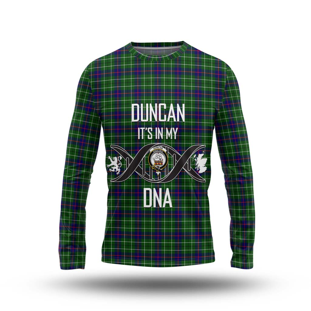 Tartan Vibes Clothing Duncan Modern Tartan Long Sleeve T-Shirt with Family Crest DNA In Me Style