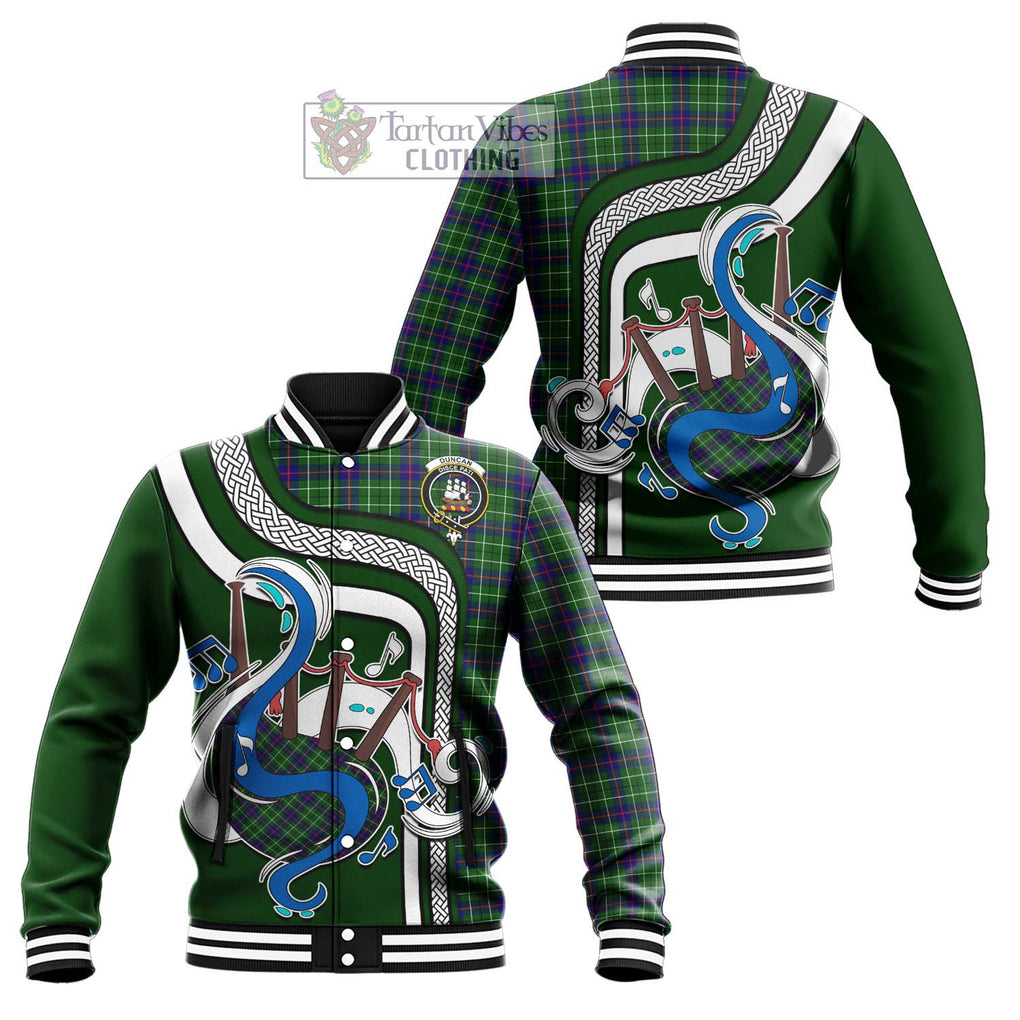 Tartan Vibes Clothing Duncan Modern Tartan Baseball Jacket with Epic Bagpipe Style