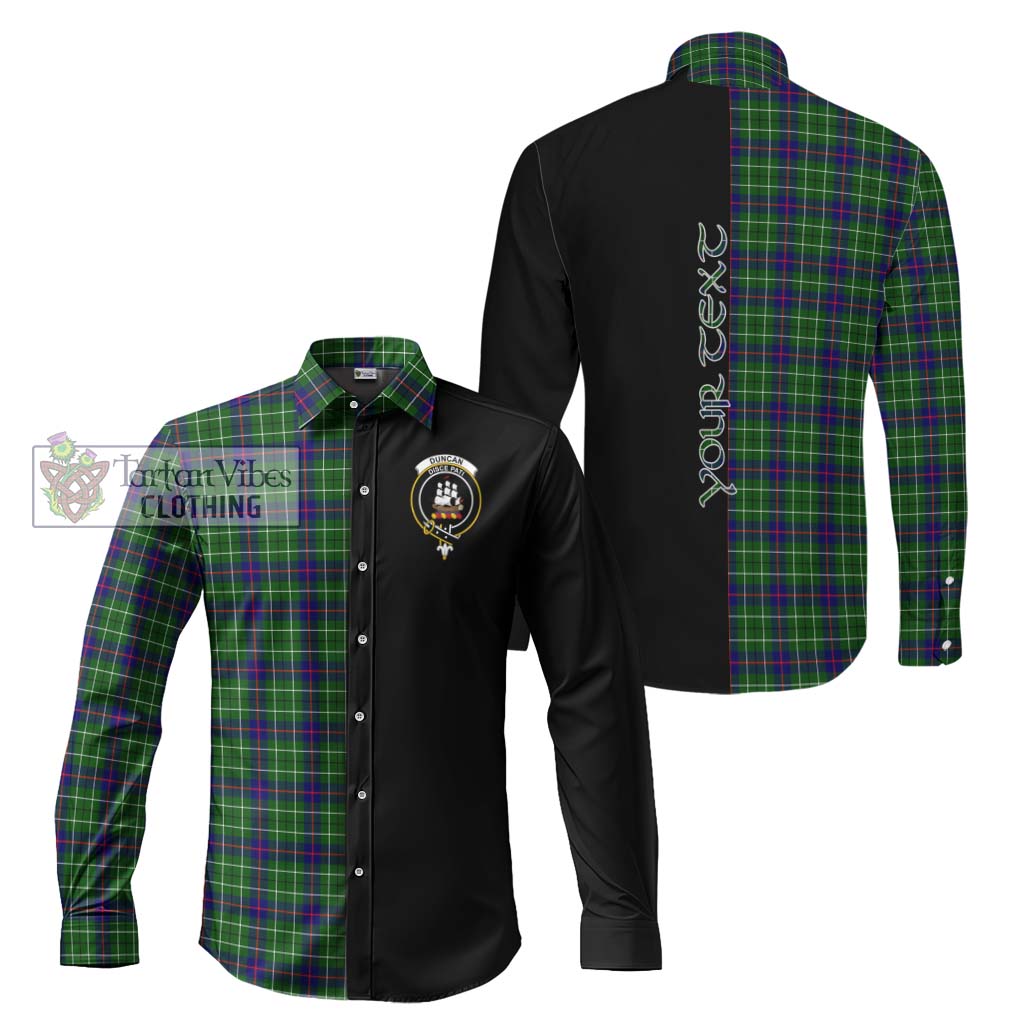 Tartan Vibes Clothing Duncan Modern Tartan Long Sleeve Button Shirt with Family Crest and Half Of Me Style