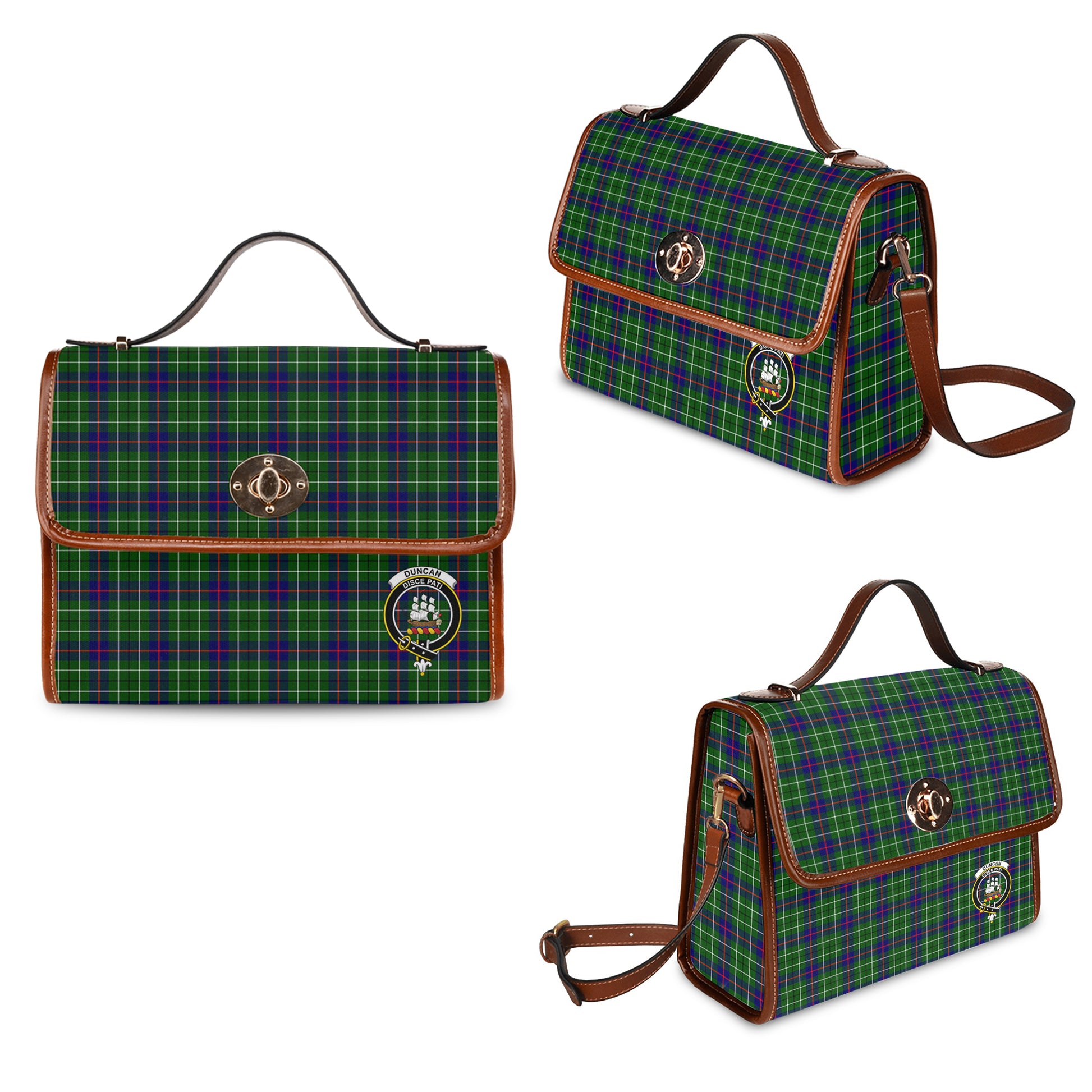 duncan-modern-tartan-leather-strap-waterproof-canvas-bag-with-family-crest