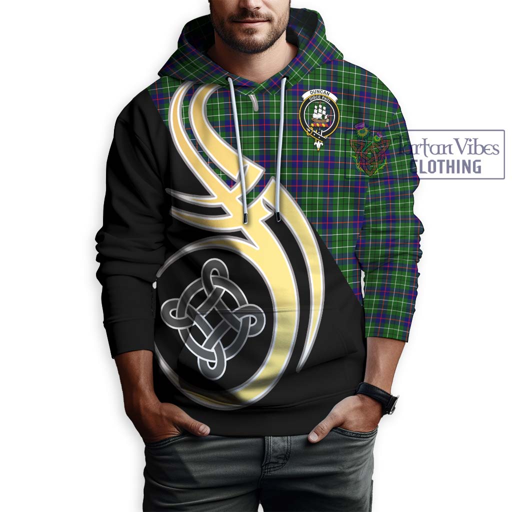 Duncan Modern Tartan Hoodie with Family Crest and Celtic Symbol Style Zip Hoodie - Tartan Vibes Clothing