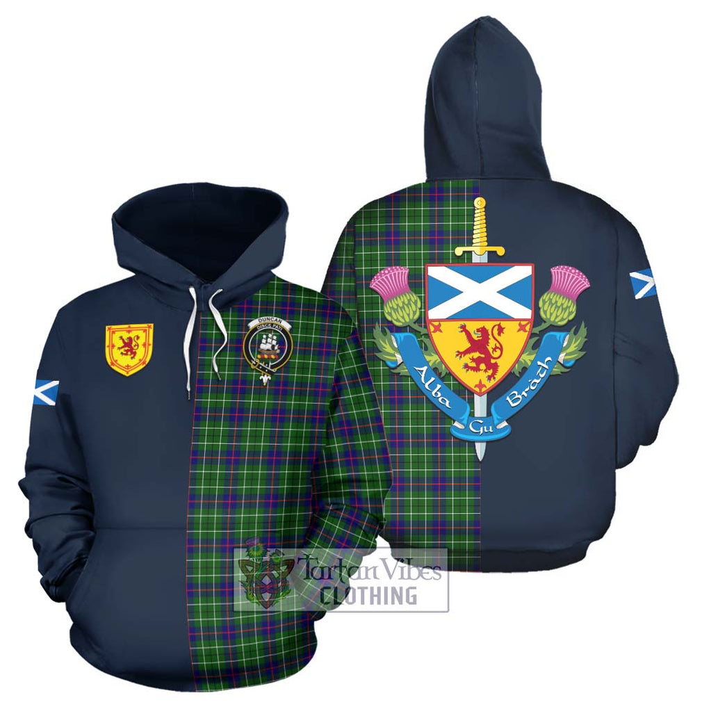 Tartan Vibes Clothing Duncan Modern Tartan Hoodie with Scottish Lion Royal Arm Half Style