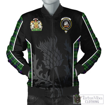 Duncan Modern Tartan Bomber Jacket with Family Crest and Scottish Thistle Vibes Sport Style