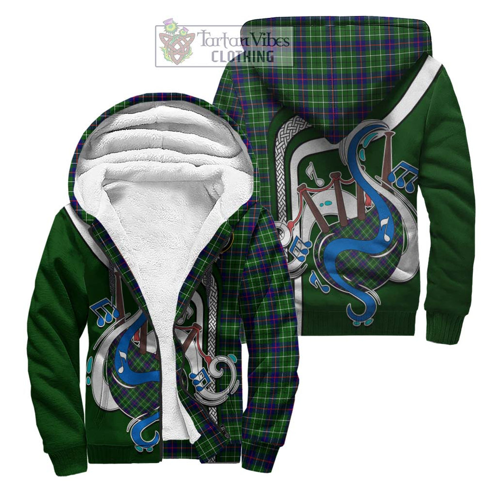 Duncan Modern Tartan Sherpa Hoodie with Epic Bagpipe Style Unisex S - Tartanvibesclothing Shop