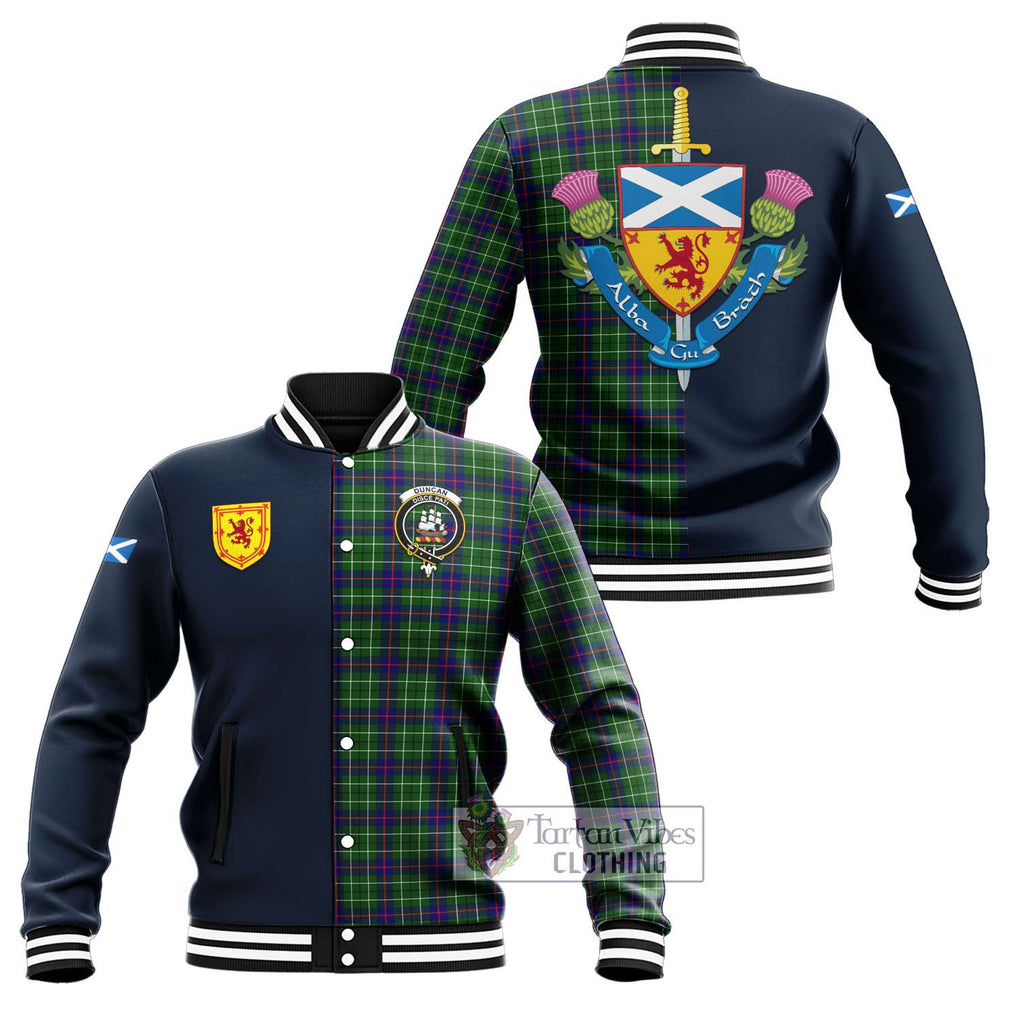 Tartan Vibes Clothing Duncan Modern Tartan Baseball Jacket with Scottish Lion Royal Arm Half Style