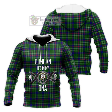 Duncan Modern Tartan Knitted Hoodie with Family Crest DNA In Me Style