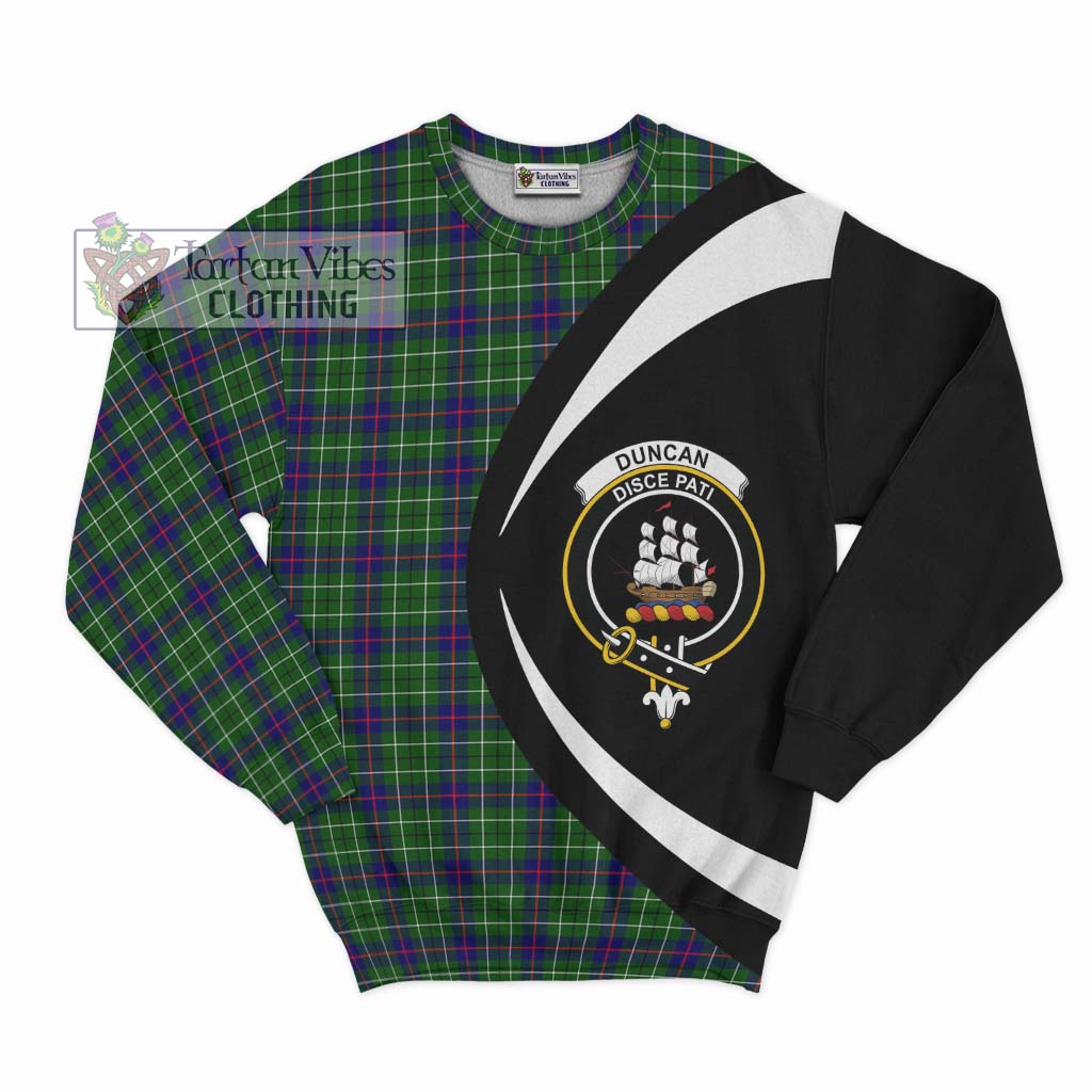 Duncan Modern Tartan Sweatshirt with Family Crest Circle Style Unisex - Tartan Vibes Clothing