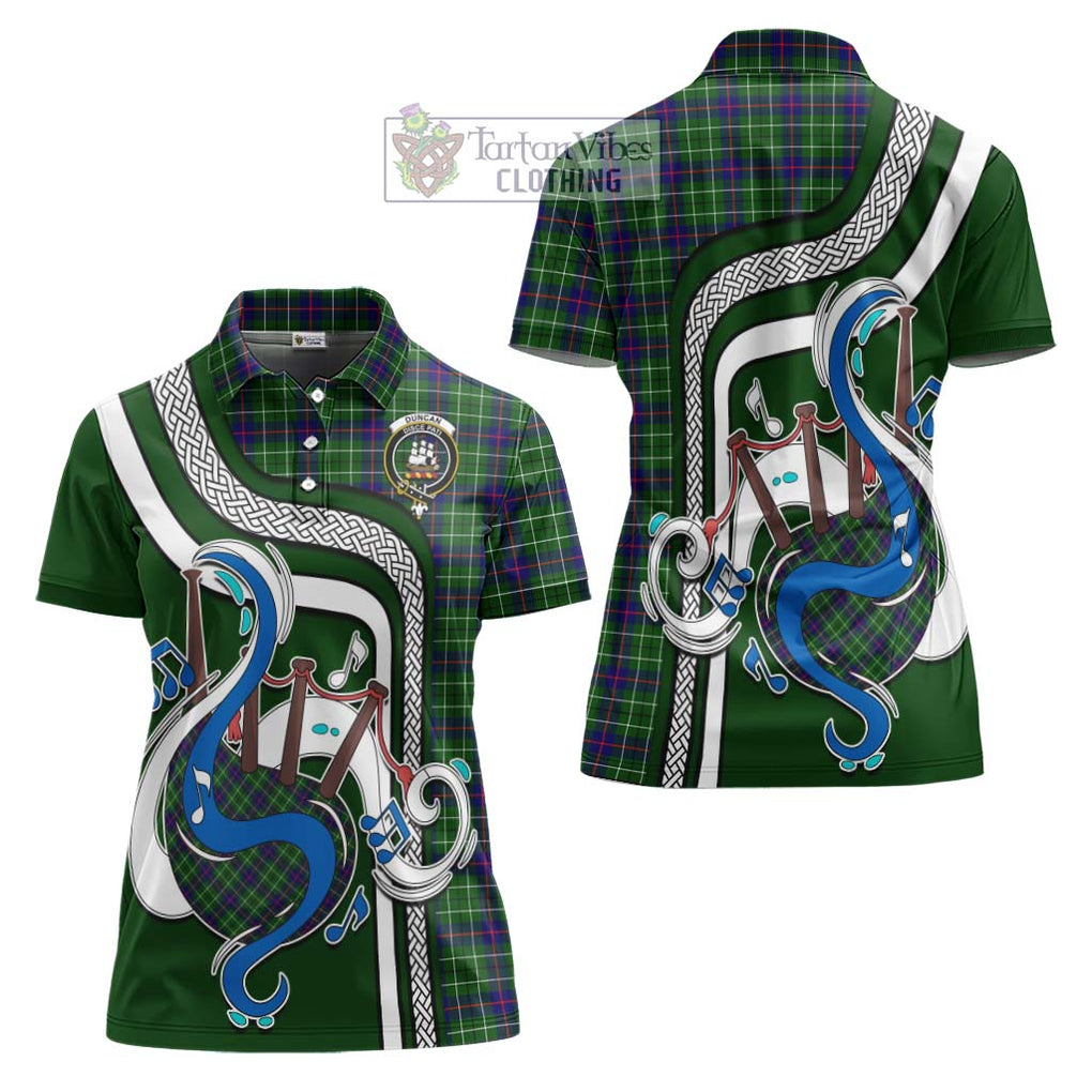 Duncan Modern Tartan Women's Polo Shirt with Epic Bagpipe Style Women - Tartanvibesclothing Shop