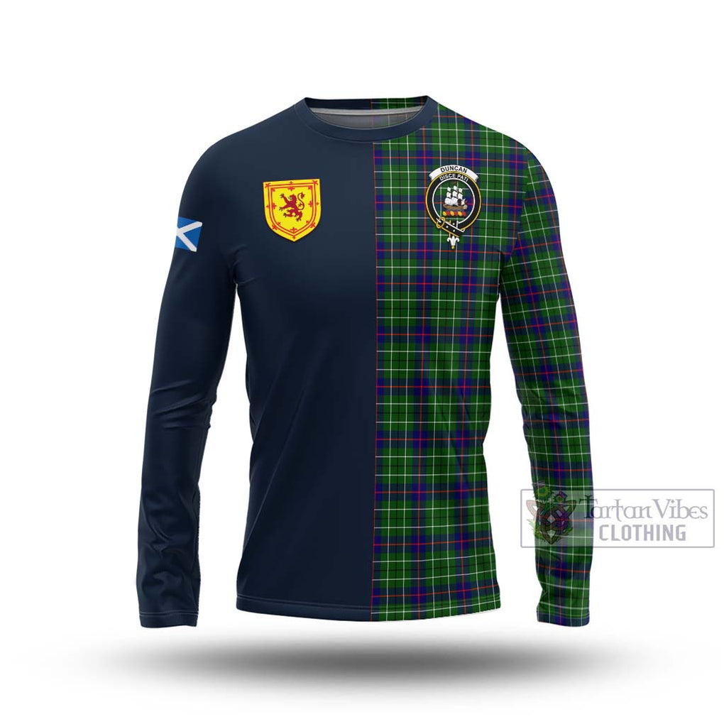 Tartan Vibes Clothing Duncan Modern Tartan Long Sleeve T-Shirt with Scottish Lion Royal Arm Half Style