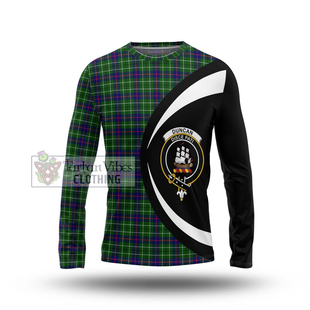 Duncan Modern Tartan Long Sleeve T-Shirt with Family Crest Circle Style Unisex - Tartan Vibes Clothing