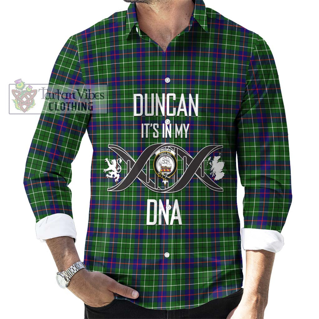 Duncan Modern Tartan Long Sleeve Button Shirt with Family Crest DNA In Me Style Men's Shirt S - Tartanvibesclothing Shop