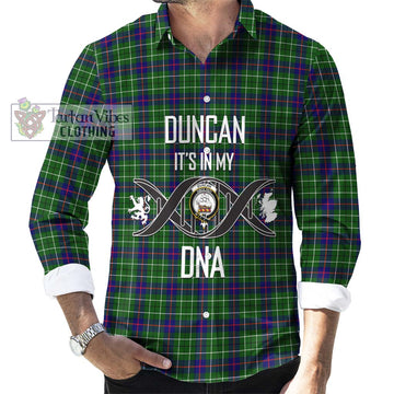 Duncan Modern Tartan Long Sleeve Button Shirt with Family Crest DNA In Me Style