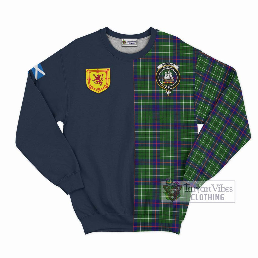 Tartan Vibes Clothing Duncan Modern Tartan Sweatshirt with Scottish Lion Royal Arm Half Style