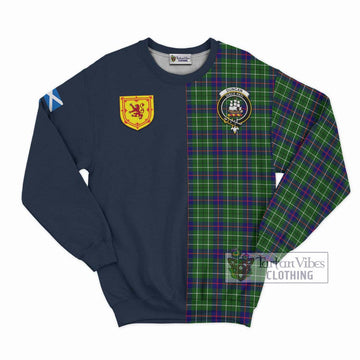 Duncan Modern Tartan Sweatshirt Alba with Scottish Lion Royal Arm Half Style