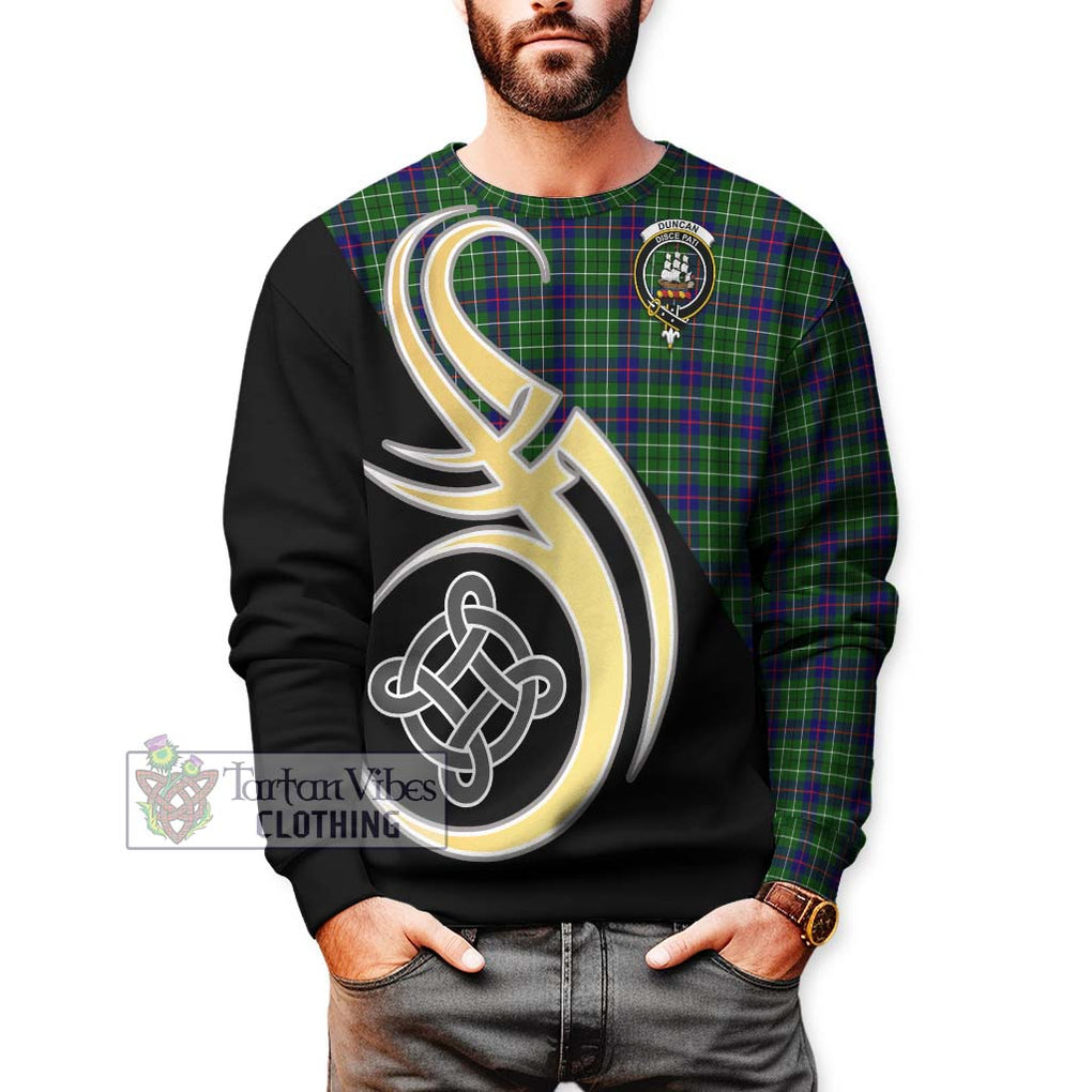 Duncan Modern Tartan Sweatshirt with Family Crest and Celtic Symbol Style Unisex - Tartan Vibes Clothing