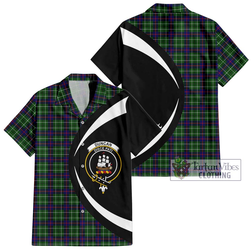 Duncan Modern Tartan Short Sleeve Button Up with Family Crest Circle Style Kid - Tartan Vibes Clothing